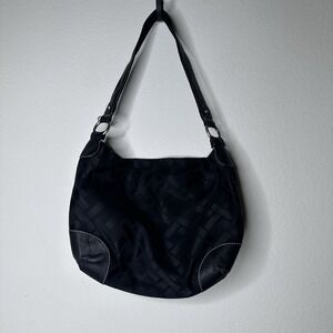 Vintage Talbots Women Handbag Purse 90s Y2K Printed Nylon Leather Trim Hobo